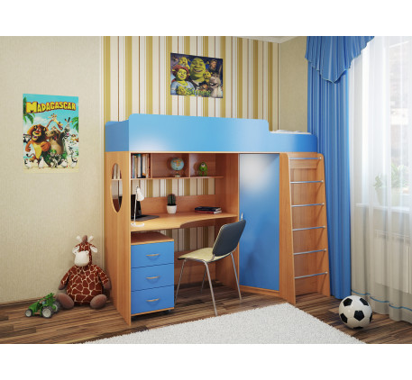 Кровать-чердак с рабочей зоной для подростка Милана-3, спальное место 190х80 см